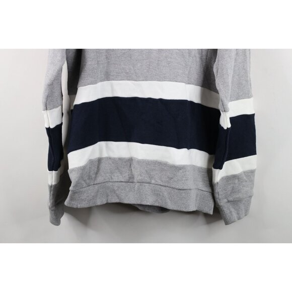 New Adidas Womens XL Spell Out Trefoil Striped Thermal Knit Half Zip Sweatshirt - Picture 16 of 16